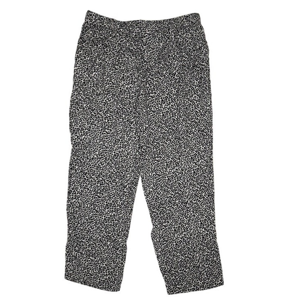 Nottibianche Womens Leopard Print‎ Rayon Cropped Relaxed Pants Black White L